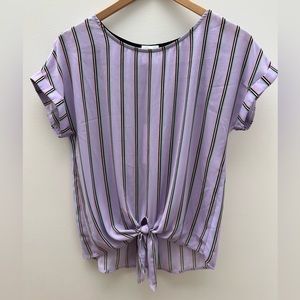 Gray LA Womens Striped Popover Blouse NWT Made in USA